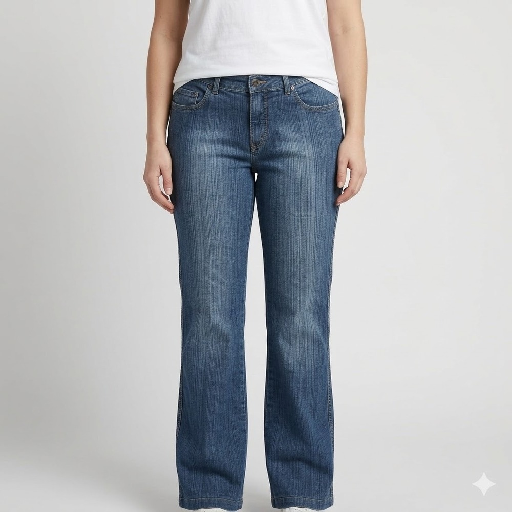 Medium Wash Sawary Jeans Bootcut Fit Denim Pants Mid-Rise Blue Cotton Blend‎ 10